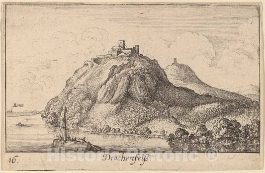 Art Print : Wenceslaus Hollar, Drachenfels, 1635 - Vintage Wall Art
