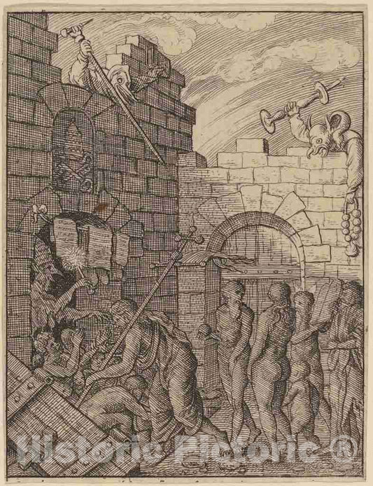 Art Print : Wenceslaus Hollar, Descent into Hell - Vintage Wall Art
