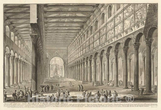Art Print : Giovanni Battista Piranesi, Spaccato interno Della Basilica di S. Paolo fuori Delle Mura, c.1749 - Vintage Wall Art
