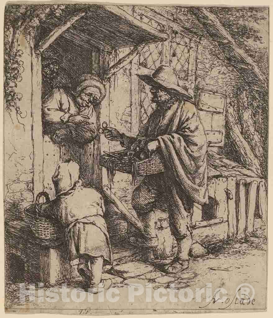Art Print : Adriaen Van Ostade, Eyeglass Peddlar, 1646 - Vintage Wall Art