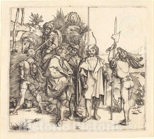 Art Print : Albrecht DÃ¼rer, Five Soldiers and a Turk on Horseback, c.1496 - Vintage Wall Art
