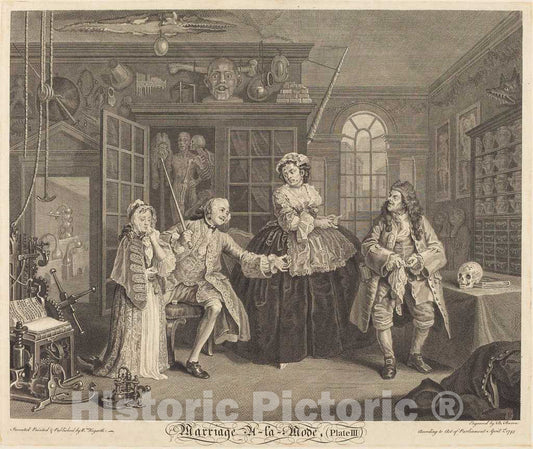 Art Print : Baron After Hogarth, Marriage a la Mode: pl. 3, 1745 - Vintage Wall Art