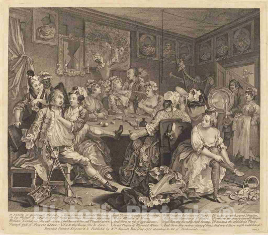Art Print : William Hogarth, A Rake's Progress: pl.3, 1735 - Vintage Wall Art