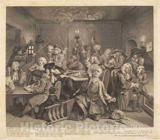 Art Print : William Hogarth, A Rake's Progress: pl.6, 1735 - Vintage Wall Art