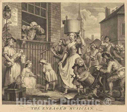 Art Print : William Hogarth, The Enraged Musician, 1741 - Vintage Wall Art