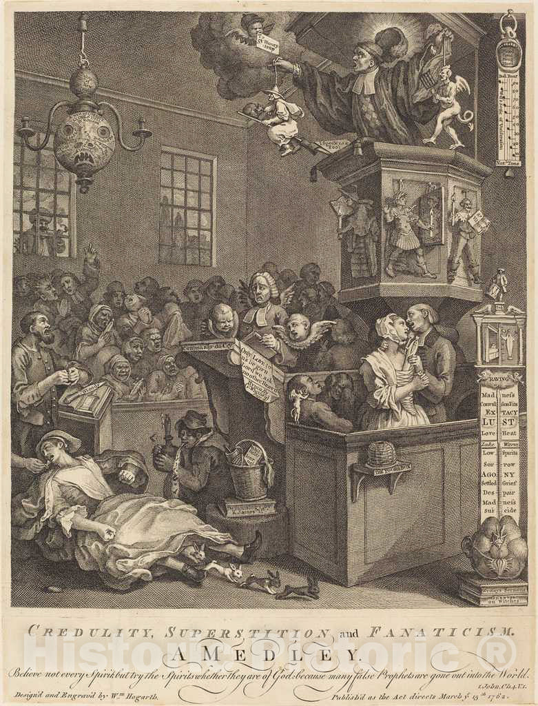 Art Print : William Hogarth, Credulity, Superstition, and Fanaticism, 1762 - Vintage Wall Art