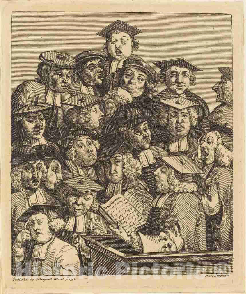 Art Print : William Hogarth, Scholars at a Lecture, c.1737 - Vintage Wall Art
