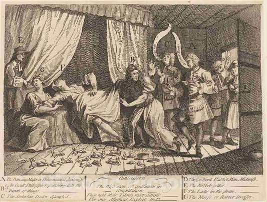 Art Print : William Hogarth, Cunicularii, or The Wise Men of Godliman in Consultation, 1726 - Vintage Wall Art