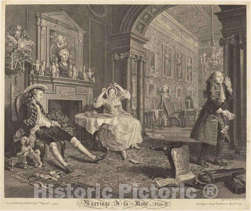 Art Print : Baron After Hogarth, Marriage a la Mode: pl. 2, 1745 - Vintage Wall Art