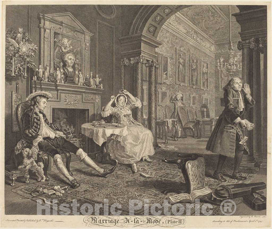 Art Print : Baron After Hogarth, Marriage a la Mode: pl. 2, 1745 - Vintage Wall Art
