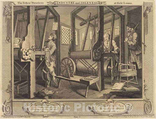 Art Print : William Hogarth, The Fellow 'Prentices at Their Looms, 1747 - Vintage Wall Art
