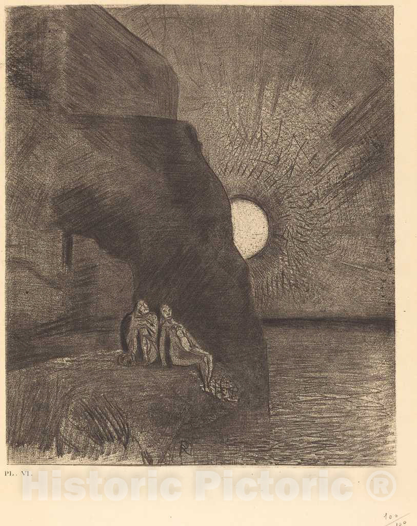 Art Print : Odilon Redon, Sans cesse a mes cotes s'agite le Demon (Ceaselessly by My Side The Demon stirs), 1890 - Vintage Wall Art