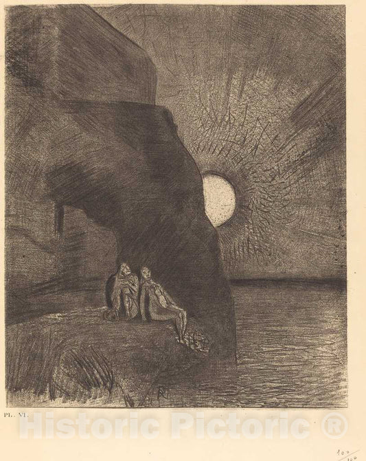 Art Print : Odilon Redon, Sans cesse a mes cotes s'agite le Demon (Ceaselessly by My Side The Demon stirs), 1890 - Vintage Wall Art
