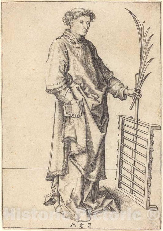 Art Print : Martin Schongauer, Saint Lawrence, c.1491 - Vintage Wall Art