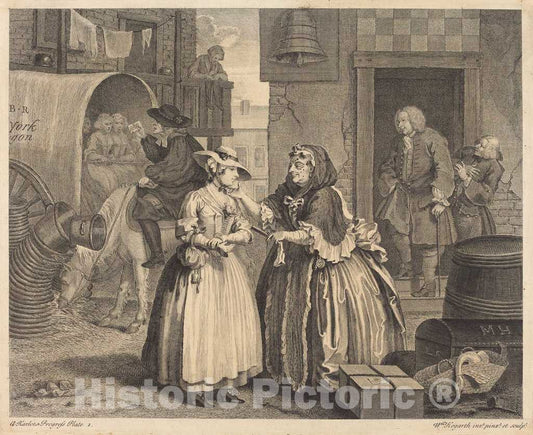 Art Print : William Hogarth, A Harlot's Progress: pl.1, 1732 - Vintage Wall Art