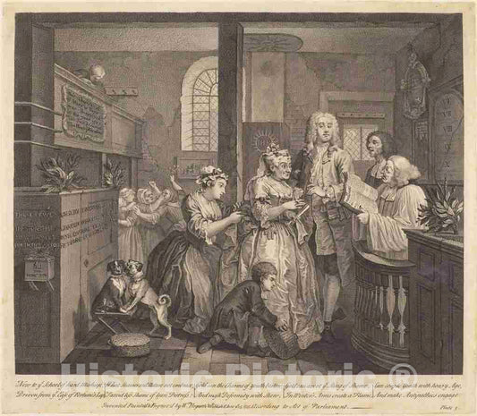 Art Print : William Hogarth, A Rake's Progress: pl.5, 1735 - Vintage Wall Art