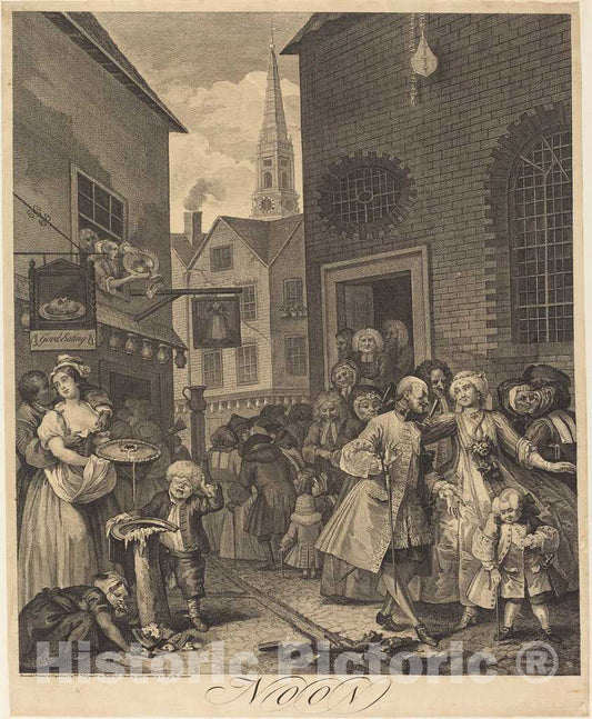 Art Print : William Hogarth, Noon, 1738 - Vintage Wall Art