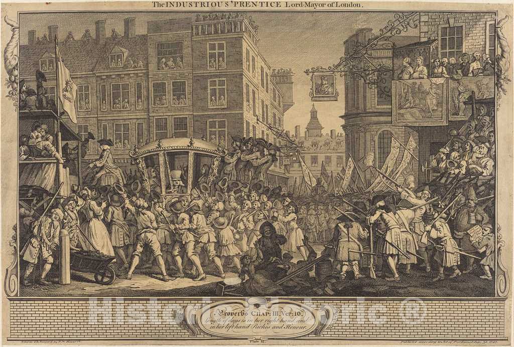 Art Print : William Hogarth, The Industrious 'Prentice Lord-Mayor of London, 1747 - Vintage Wall Art