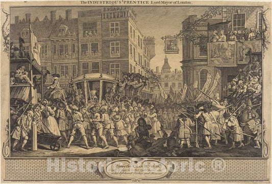 Art Print : William Hogarth, The Industrious 'Prentice Lord-Mayor of London, 1747 - Vintage Wall Art