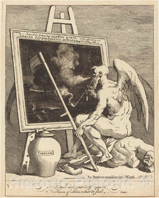 Art Print : William Hogarth, Time Smoking a Picture, 1761 - Vintage Wall Art