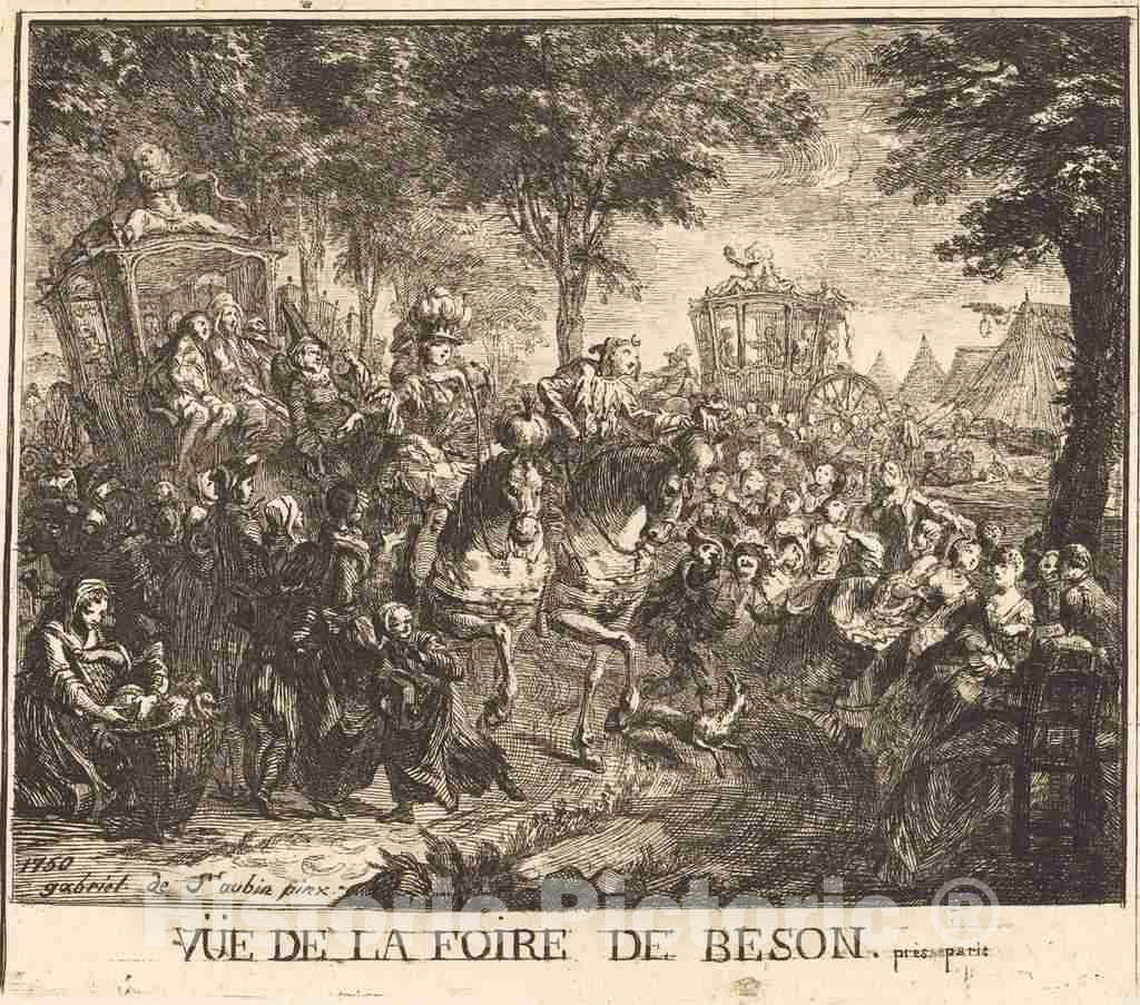 Art Print : Gabriel Jacques de Saint-Aubin, Vue de la Foire de Beson, 1750 - Vintage Wall Art