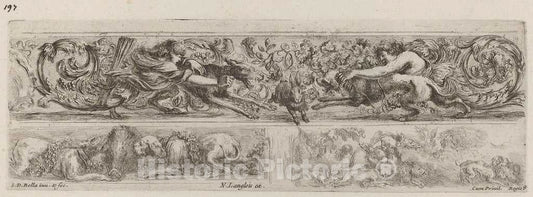 Art Print : Stefano Della Bella, Three Ornamental Bands, 1648 - Vintage Wall Art