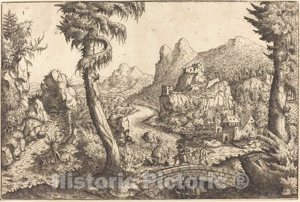 Art Print : Hanns Lautensack, The Flight into Egypt, 1558 - Vintage Wall Art