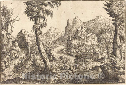 Art Print : Hanns Lautensack, The Flight into Egypt, 1558 - Vintage Wall Art