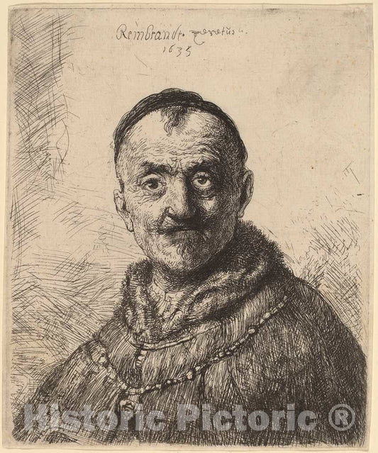 Art Print : Rembrandt After Jan Lievens, The First Oriental Head, 1635 - Vintage Wall Art