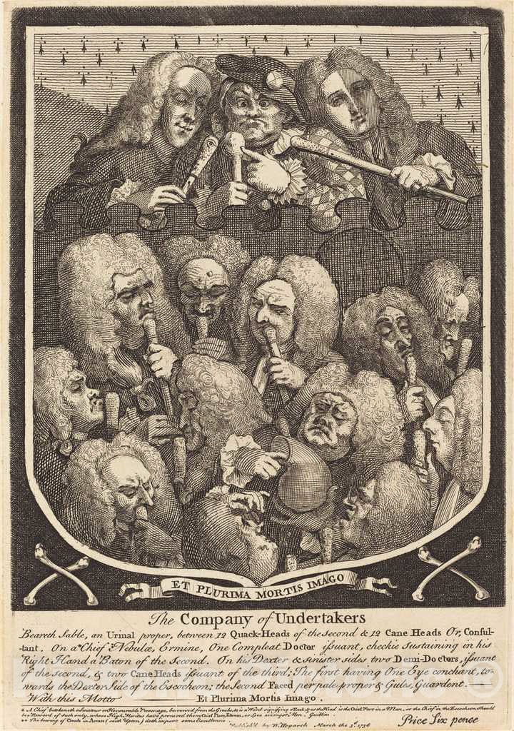 Art Print : William Hogarth, The Company of Undertakers, c.1737 - Vintage Wall Art