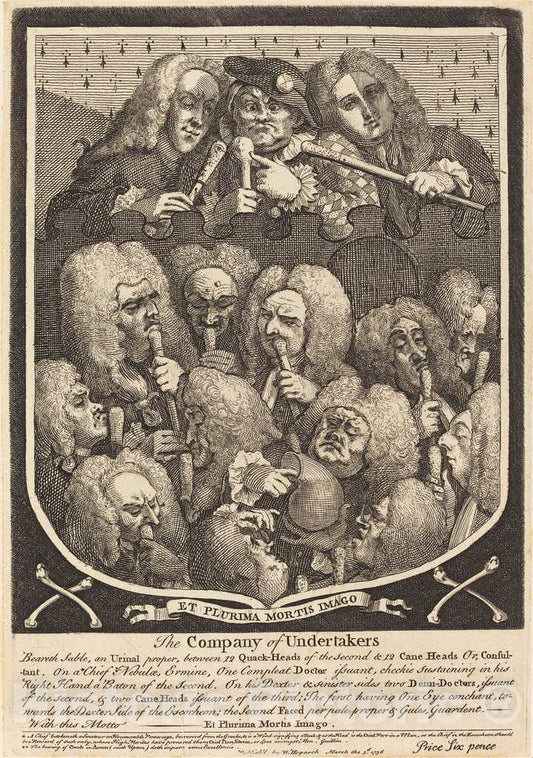 Art Print : William Hogarth, The Company of Undertakers, c.1737 - Vintage Wall Art