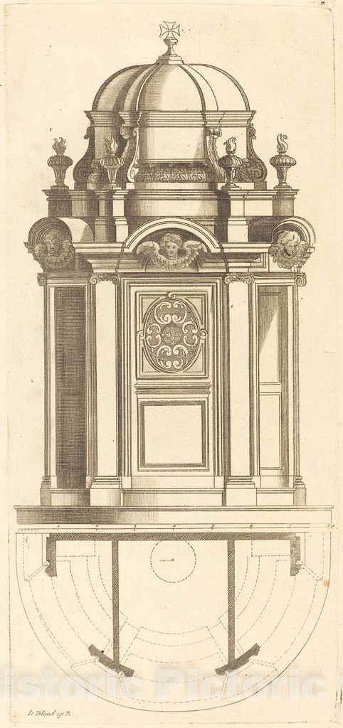 Art Print : Jean Le Blond, Plan et Elevation des Plus Beaux confessionnaux de Paris, tres fidelemant mesure, 1688 - Vintage Wall Art