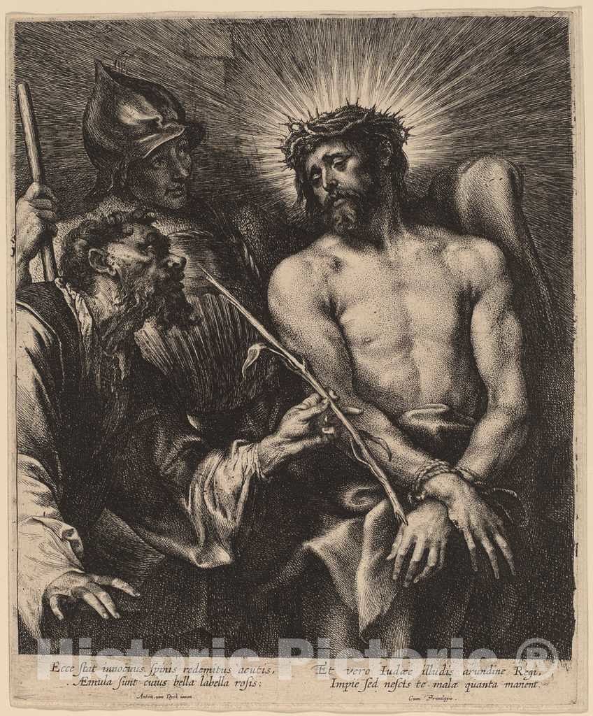Art Print : Van Dyck and Lucas Emil Vorsterman, Christ Crowned with Thorns, 1630 - Vintage Wall Art