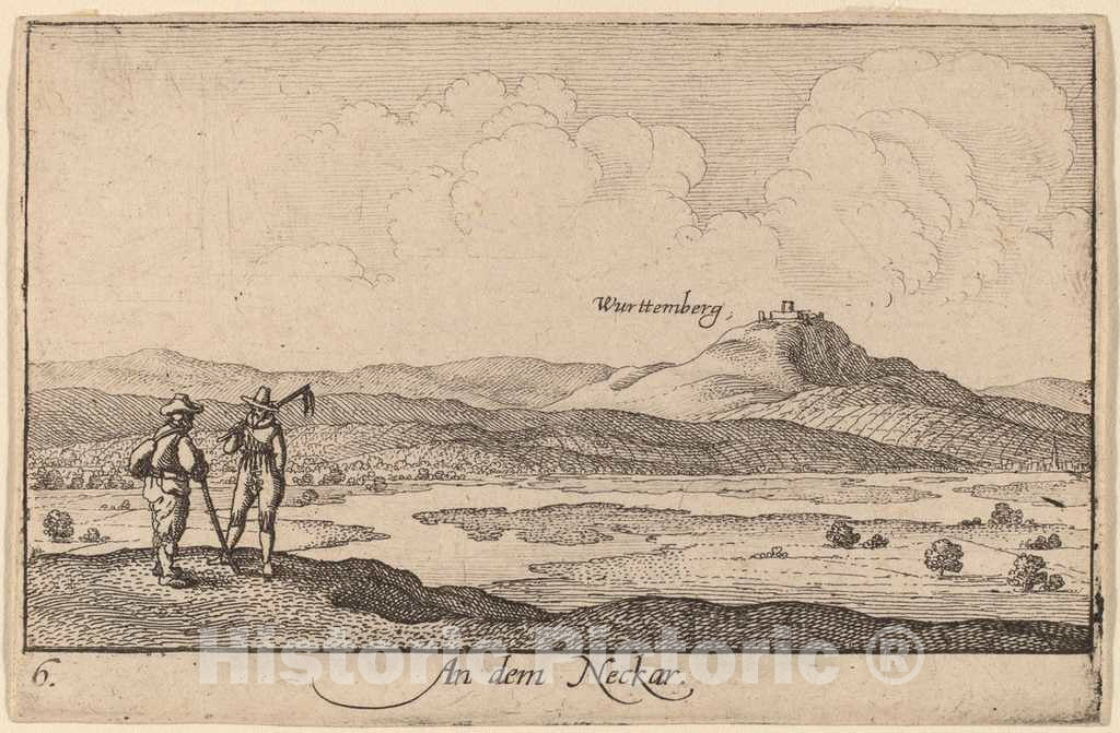 Art Print : Wenceslaus Hollar, On The Neckar, 1635 - Vintage Wall Art