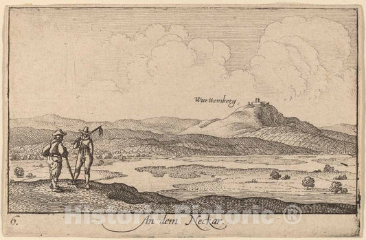 Art Print : Wenceslaus Hollar, On The Neckar, 1635 - Vintage Wall Art