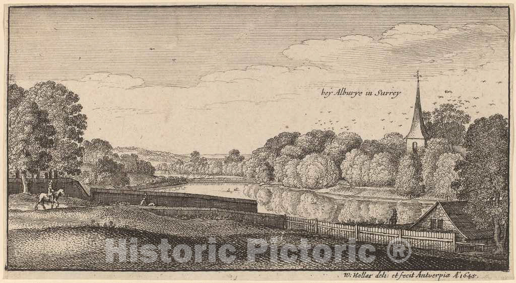 Art Print : Wenceslaus Hollar, Near Albury, 1645 - Vintage Wall Art