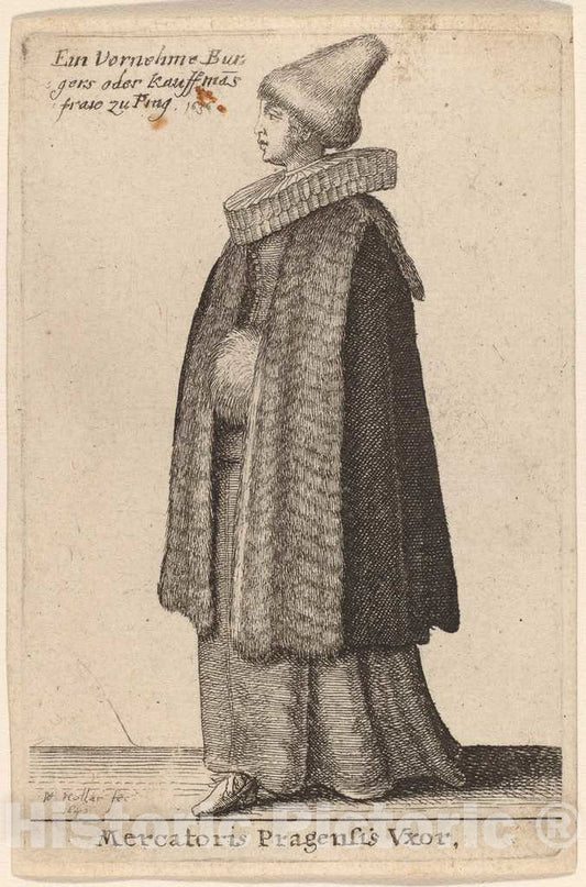 Art Print : Wenceslaus Hollar, Mercatoris Pragensis Vxor, 1642 - Vintage Wall Art