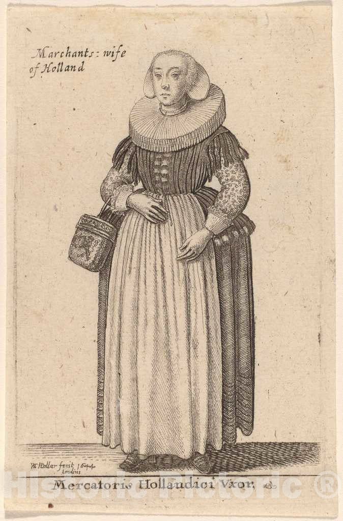 Art Print : Wenceslaus Hollar, Mercatoris Hollandici Vxor, 1644 - Vintage Wall Art