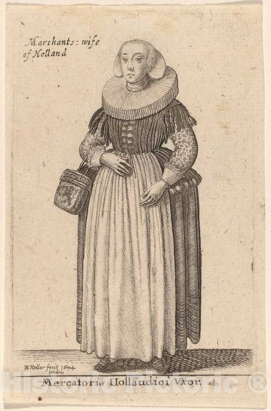Art Print : Wenceslaus Hollar, Mercatoris Hollandici Vxor, 1644 - Vintage Wall Art