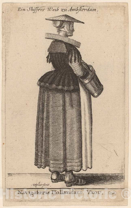 Art Print : Wenceslaus Hollar, Navigatoris Hollandici Vxor - Vintage Wall Art
