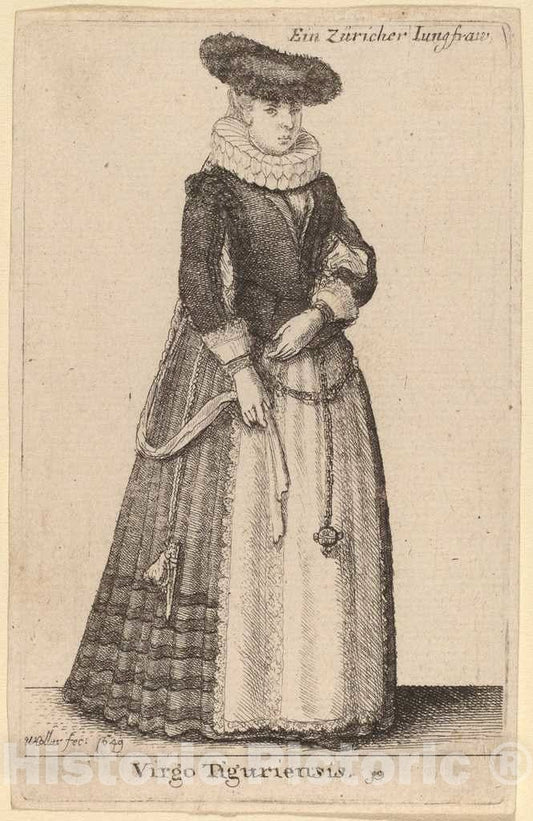 Art Print : Wenceslaus Hollar, Virgo Tiguriensis, 1649 - Vintage Wall Art