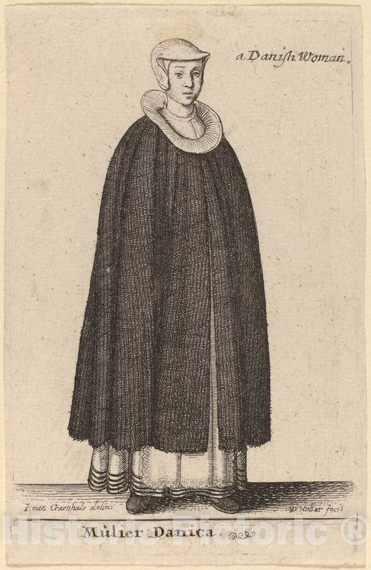 Art Print : Hollar After Van Craenhals, Mulier Danica - Vintage Wall Art