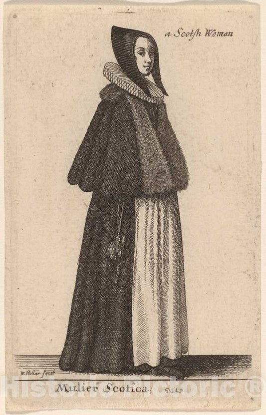Art Print : Wenceslaus Hollar, Mulier Scotica - Vintage Wall Art