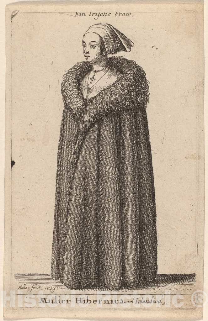 Art Print : Wenceslaus Hollar, Mulier Hibernica vel Irlandica, 1649 - Vintage Wall Art