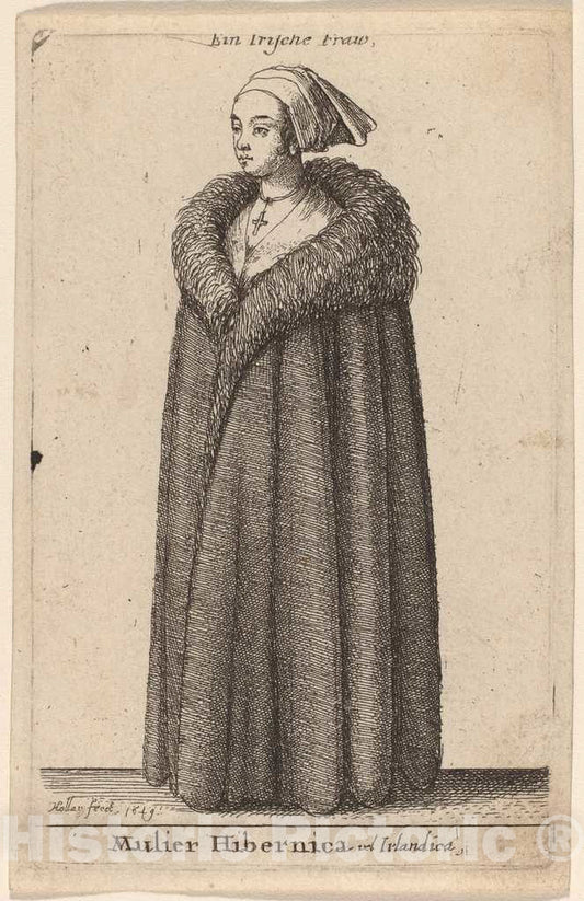 Art Print : Wenceslaus Hollar, Mulier Hibernica vel Irlandica, 1649 - Vintage Wall Art