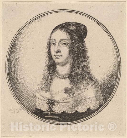Art Print : Wenceslaus Hollar, Lady with Ribbons on Curls, 1646 - Vintage Wall Art