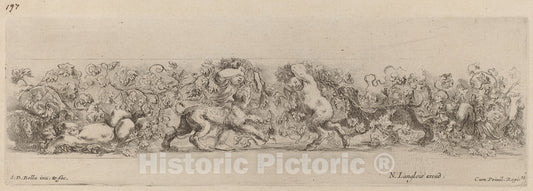 Art Print : Stefano Della Bella, Ornamental Frieze with Grape Vine, 1648 - Vintage Wall Art