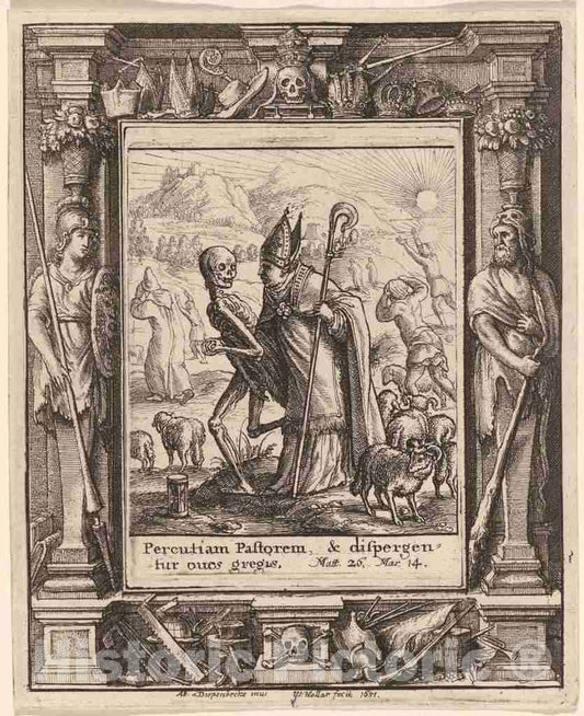 Art Print : Hollar After Holbein The Younger, Bishop, 1651 - Vintage Wall Art