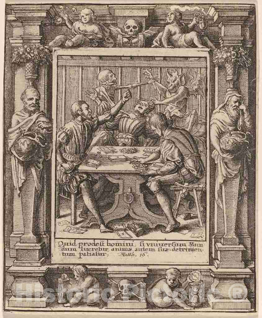 Art Print : Hollar After Holbein The Younger, Gamesters, 1651 - Vintage Wall Art
