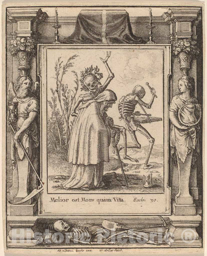 Art Print : Hollar After Holbein The Younger, Old Woman, 1651 - Vintage Wall Art